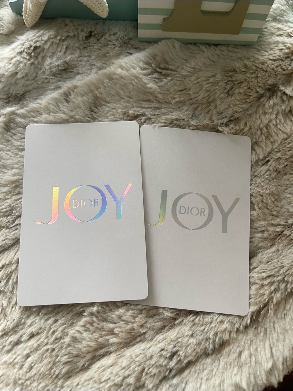 Dior Joy Holographic Logo Playing Cards - White with Iridescent Accent. GWP